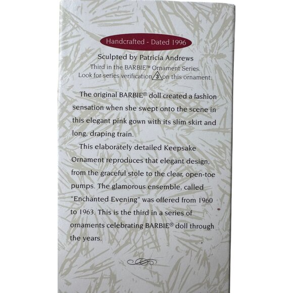 Keepsake Ornament "Enchanted Evening" Barbie Doll Collectors Series 1996 Patr - Picture 2 of 4